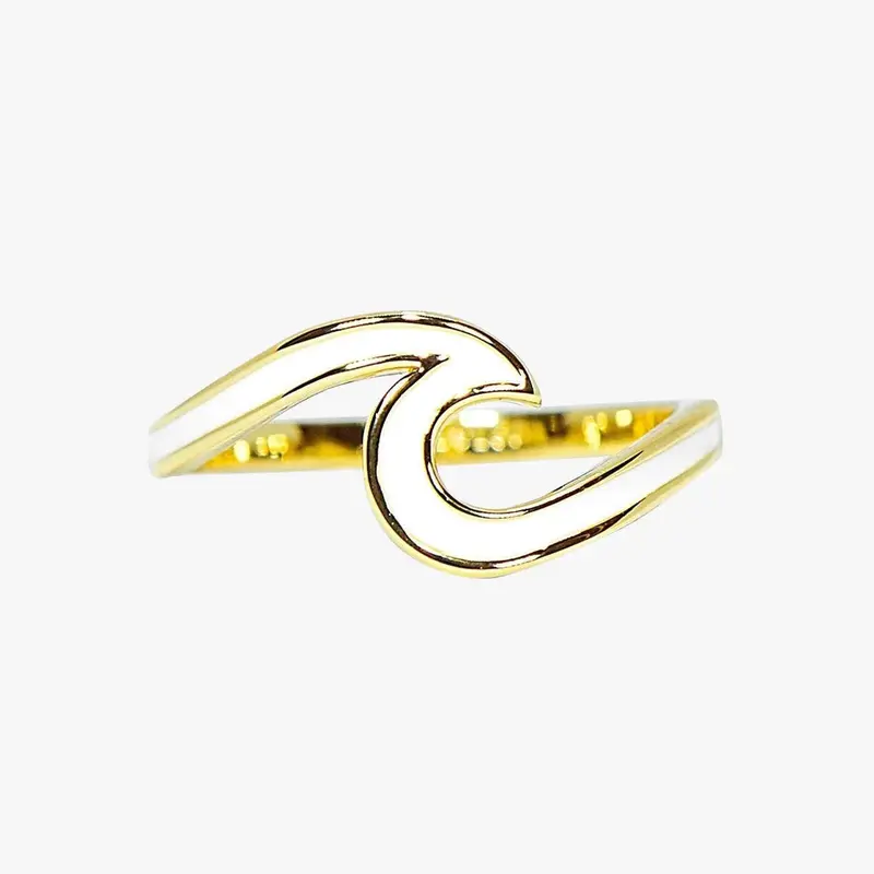 Enamel Wave Band Ring – Shimmering Gold