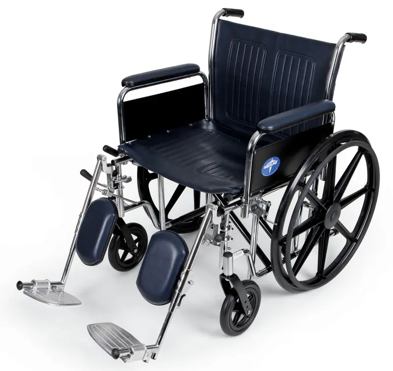 Excel Adjustable Wheelchair Featuring Full-Length Detachable Arms and Elevating Leg Rests – 20 Inch Seat Width