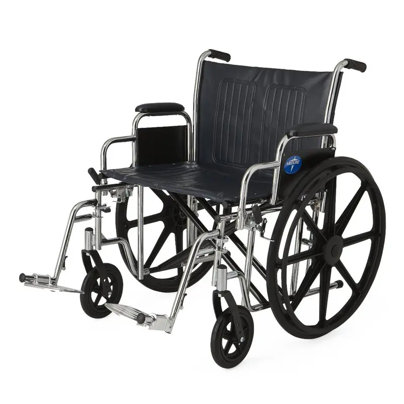 Excel Adjustable Wheelchair Featuring Removable Desk-Length Arms & Swing-Away Footrests – 24″ Wide Seat