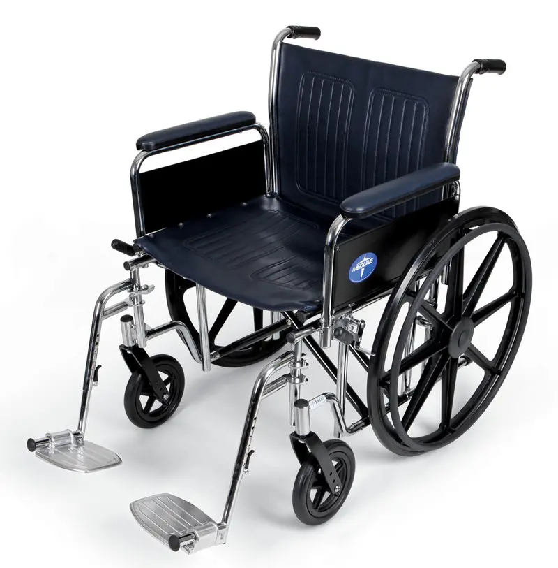 Excel Durable Wheelchair with Full-Length Detachable Arms and Swing-Away Foot Supports – 20 Inch Seat