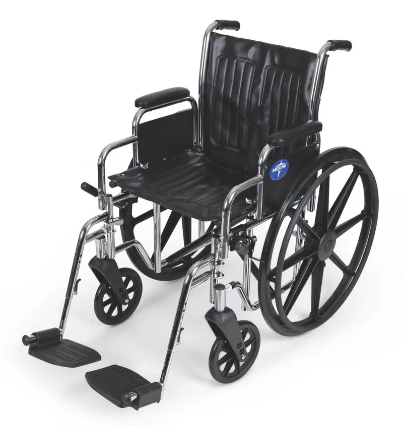 Excel Lightweight Wheelchair with Removable Desk-Length Arms and Swing-Away Footrests – 18-inch Seat Width