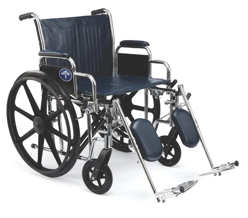 Excel Mobility Wheelchair with Elevating Footrests & Removable Desk Arms – 24-Inch Seat Width