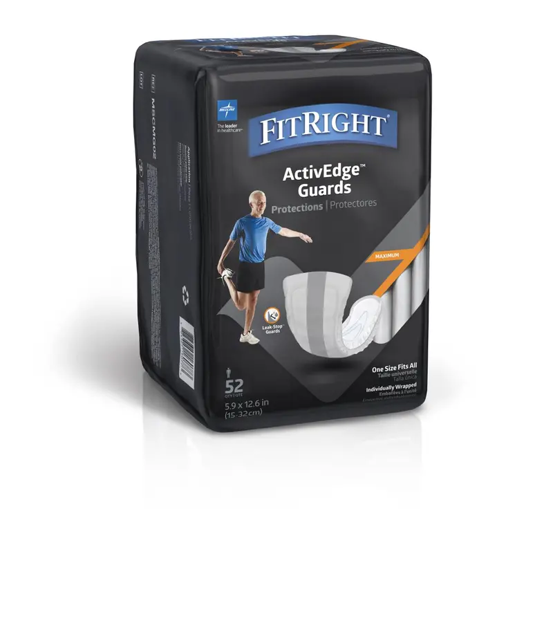 FitRight Active Guards Men’s Incontinence Liners – 52-Pack Bag