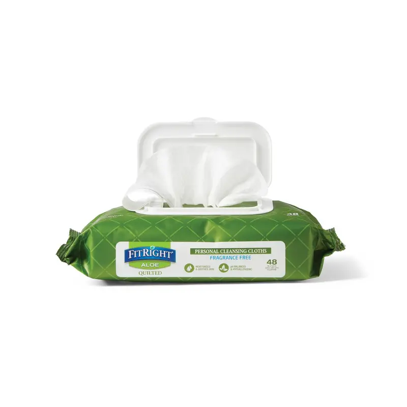FitRight Aloe Vera Wet Wipes – Fragrance-Free, Quilted, 1-Pack