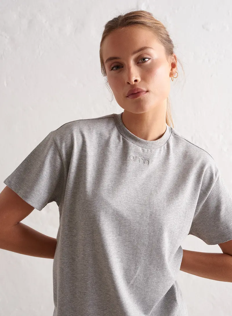 Grey Melange Oversized Boyfriend T-Shirt