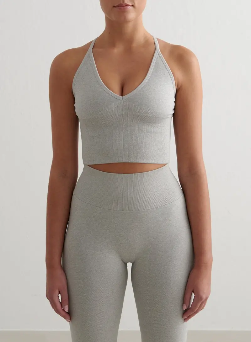 Grey Melange Seamless Cross-Back Bralette