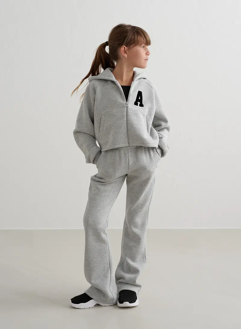 Grey Melange Youth Flared Sweatpants