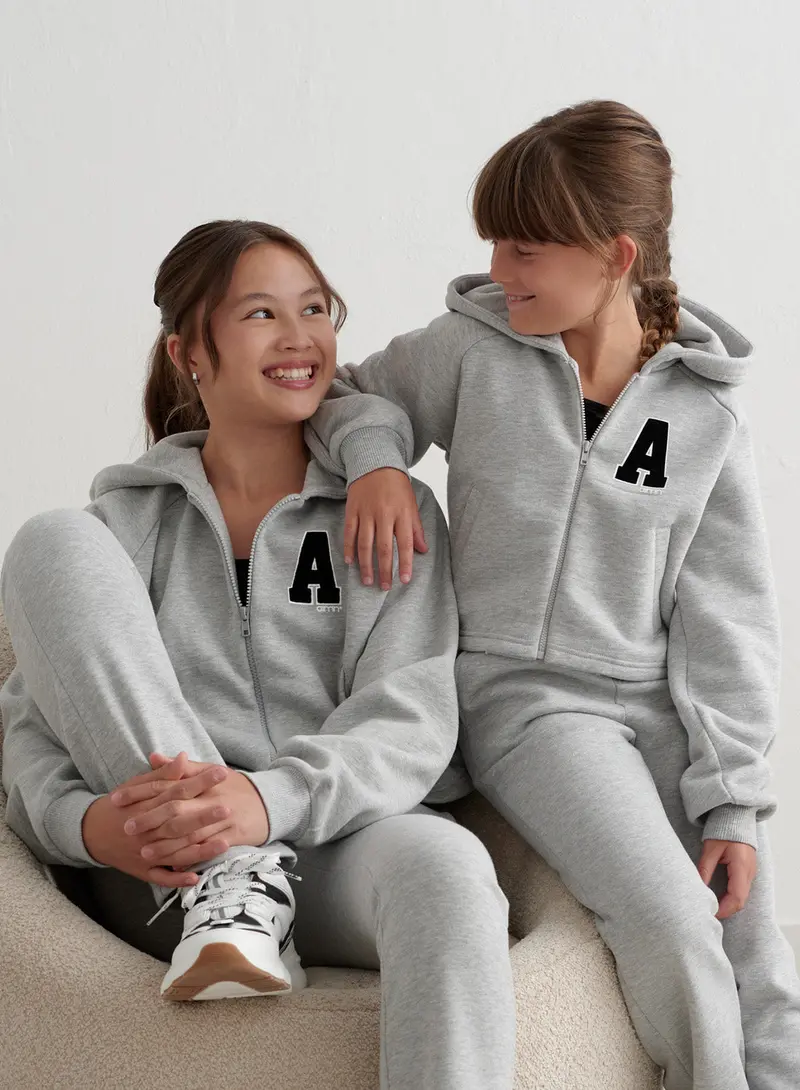 Grey Melange Youth Zip Hoodie