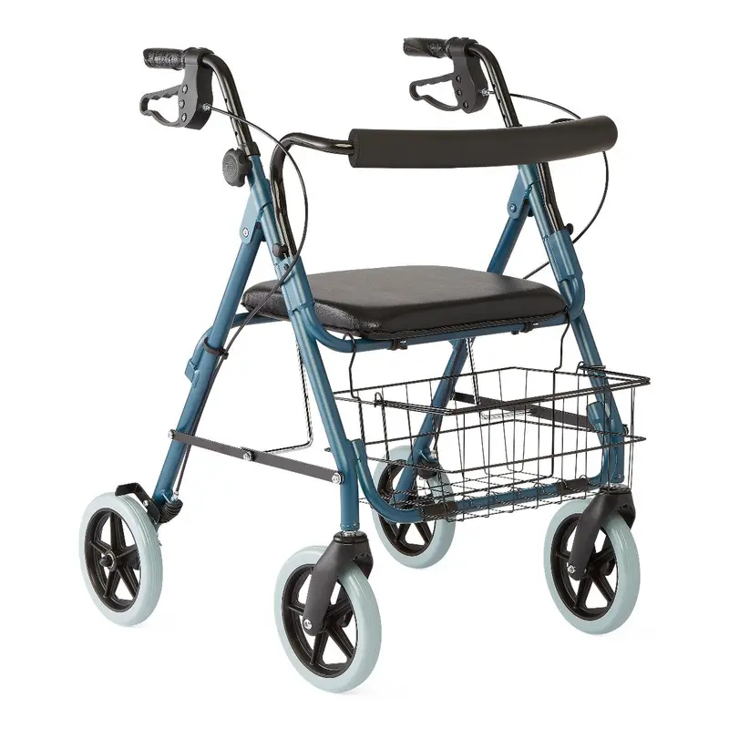 Guardian Deluxe Rollator Walker – 8-Inch Wheels, Blue Frame