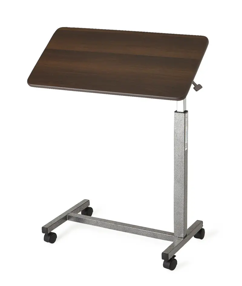 H-Base Overbed Table with Tilt Walnut Top – 30 in x 15 in Surface