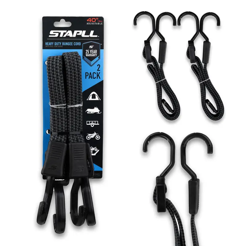 Heavy-Duty Adjustable Bungee Cord Set (2-Pack)