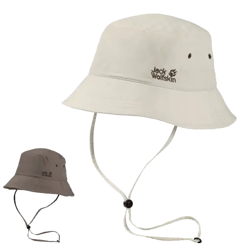 Jack Wolfskin Supplex Bucket Hat with Adjustable Chin Strap – UV-Protective Sun Hat for Fishing and Hiking