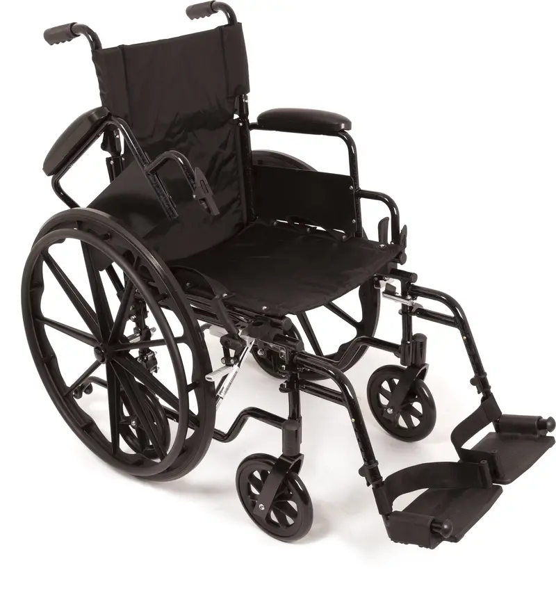 K4 Transformer Wheelchair – 20″ x 16″ Seat, Flip-Back Backrest, Desk Arms, Swing-Away Footrests