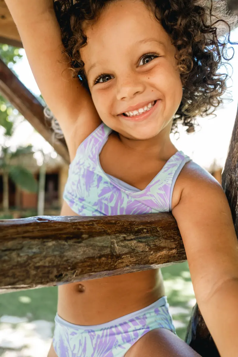 Kirra Matching Swim Set in Lilac Fern Print