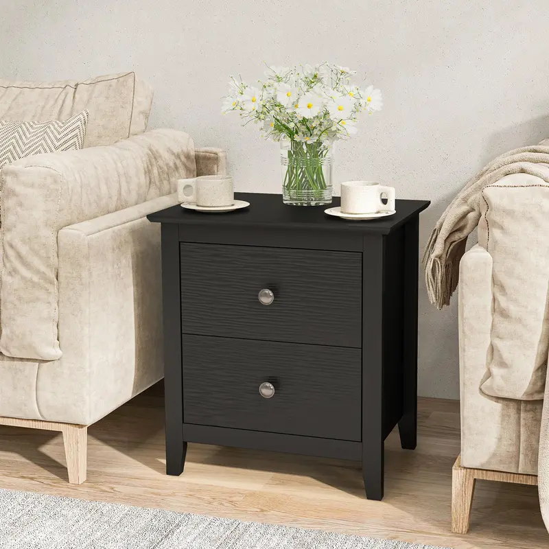 KOMFOTT 2-Drawer Nightstand – Slim 20″ Wide Bedside Organizer (Sold Solo or as a Set)