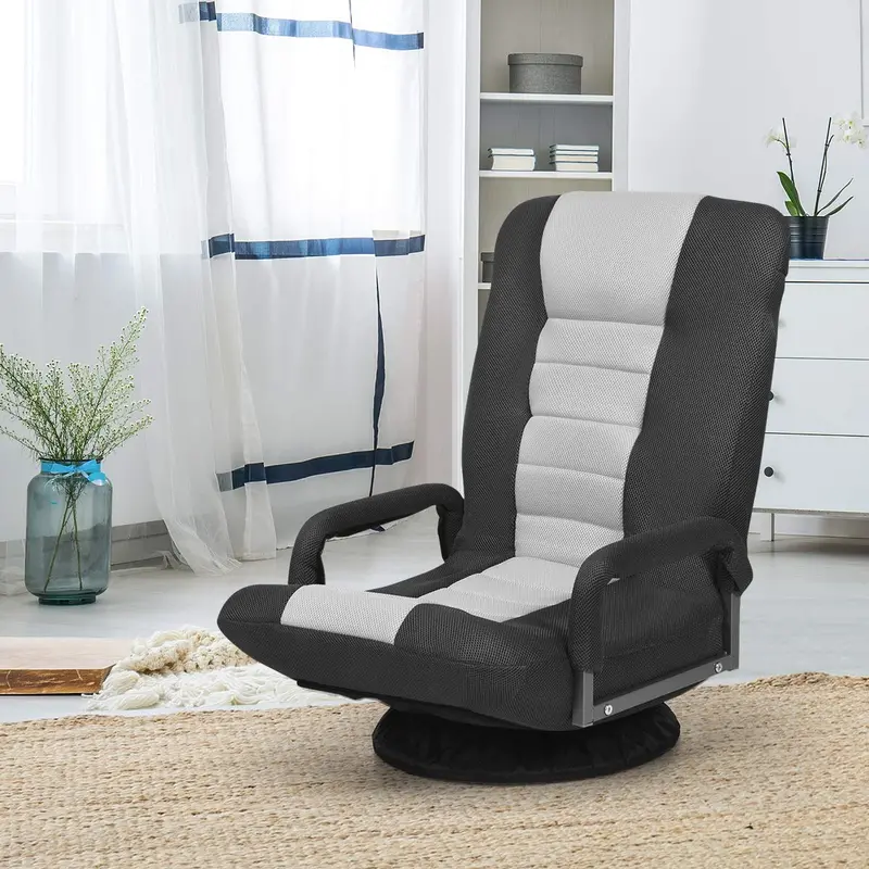 KOMFOTT 360° Swivel Gaming Floor Chair – 6-Angle Adjustment, Padded Back & Contoured Armrests