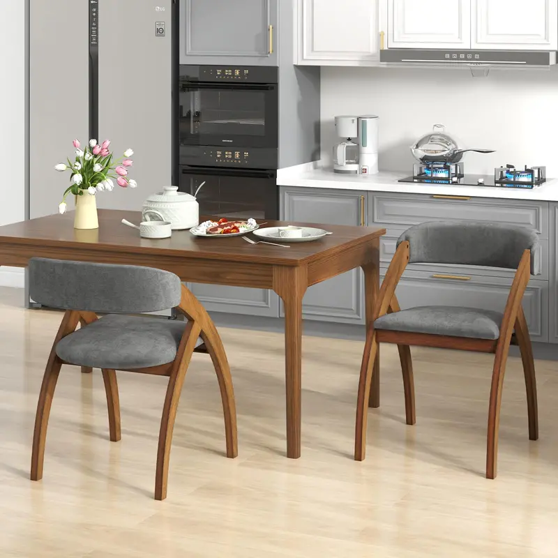 KOMFOTT Arched-Leg Upholstered Dining Chairs – Set of 2 or 4, Rubberwood Base & Cushioned Support