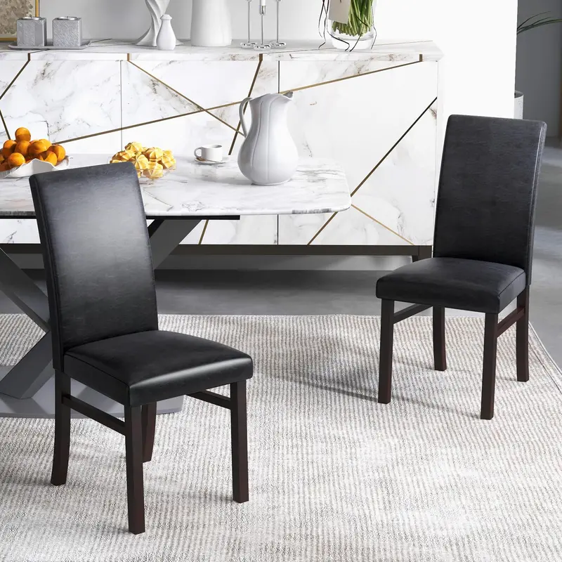 KOMFOTT Armless PU Leather Dining Chairs (2 or 4-Pack) – High-Back Elegance, Dense Cushioning & Slim Profile
