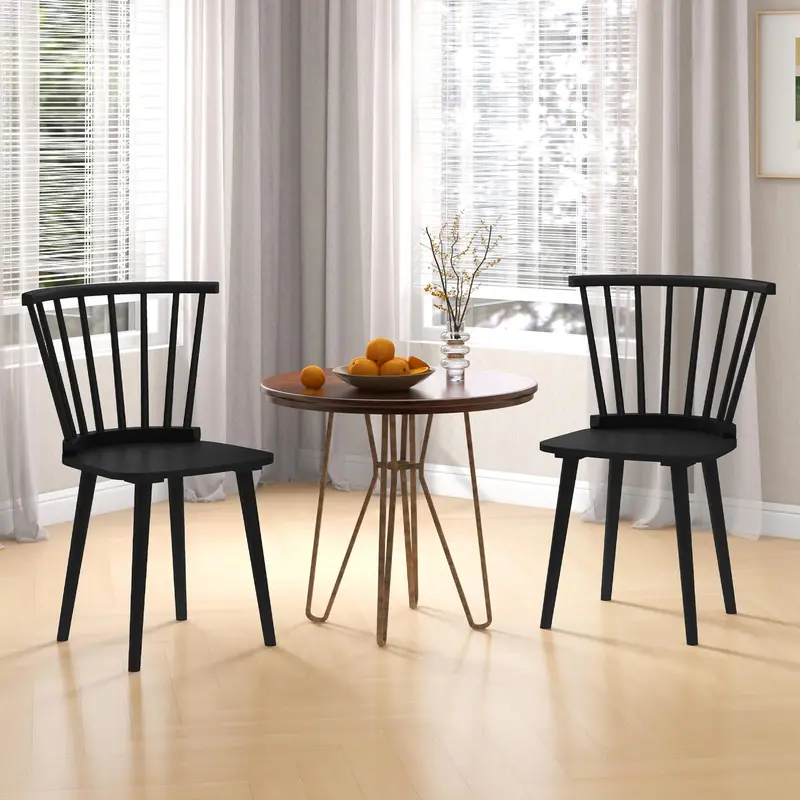 KOMFOTT Classic Windsor Dining Chairs – Set of 2 or 4, Spindle Back & Solid Rubberwood Legs