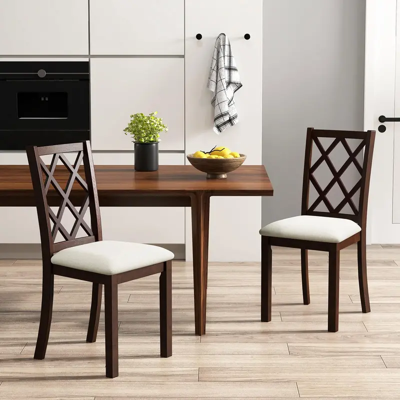 KOMFOTT Farmhouse Kitchen Chairs (2 or 4-Pack) – Rustic Rubberwood Legs & Timeless Country Charm