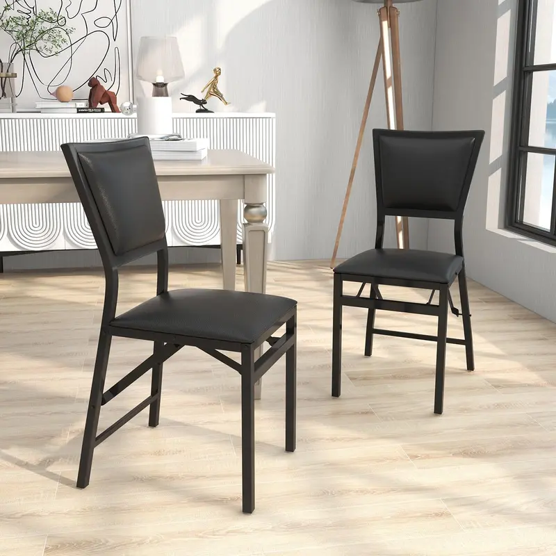 KOMFOTT Foldable Metal Dining Chairs (2 or 4-Pack) – Reinforced Frame with Padded Comfort Seat