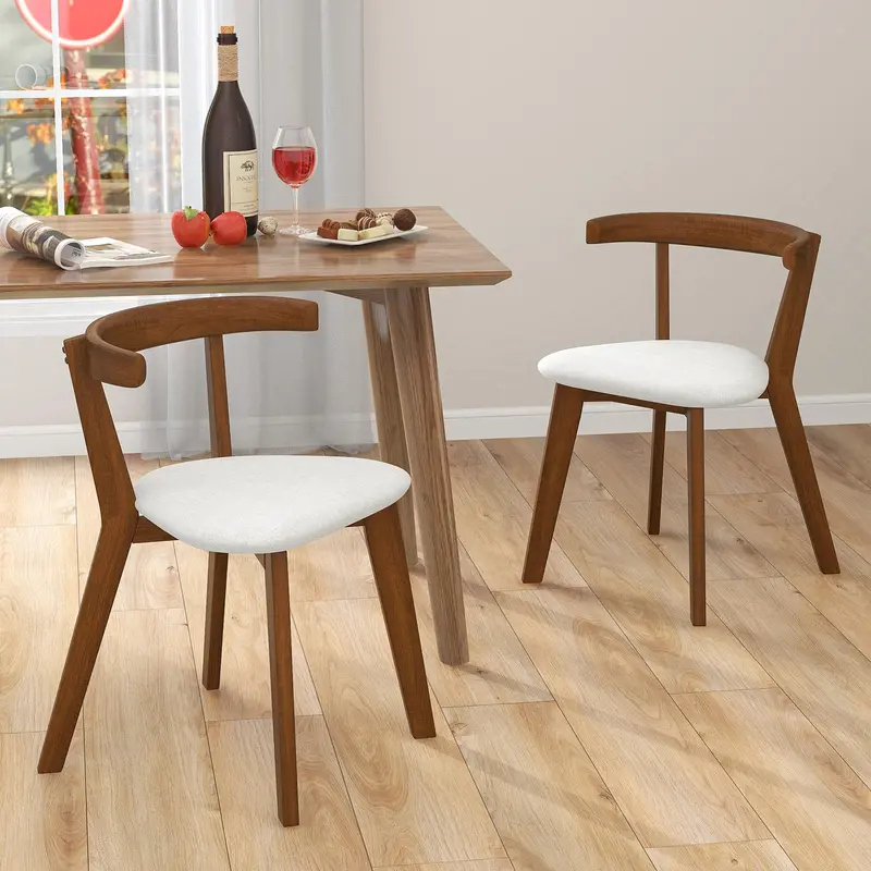 KOMFOTT Hanging Farmhouse Dining Chairs – Set of 2 or 4, Curved Back & Padded Seat