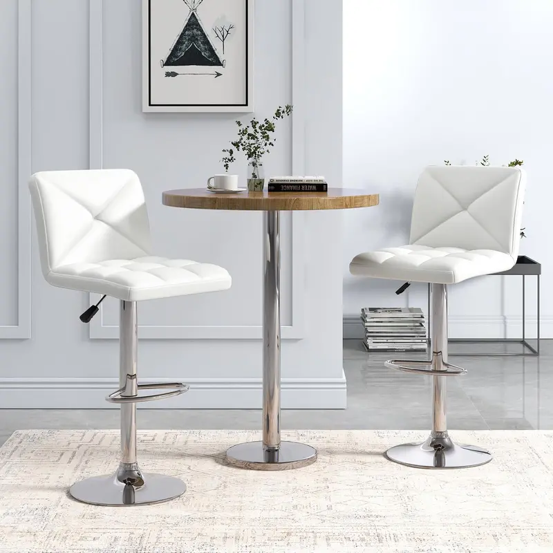 KOMFOTT Heavy-Duty PU Leather Swivel Bar Stools (Set of 2 or 4) — Counter Height with Reinforced Metal Base and Supportive Footrest
