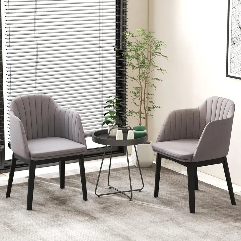 KOMFOTT Modern Velvet Dining Chairs (Set of 2 or 4) with Curved Backrests & Rubberwood Legs