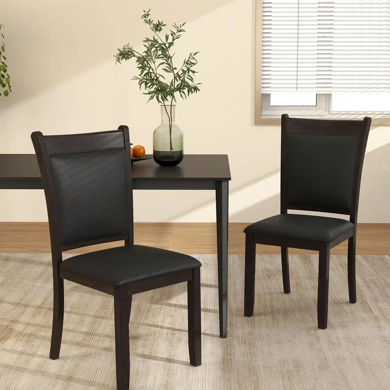 KOMFOTT Padded Wooden Dining Chairs – Set of 2 or 4, Rubberwood Frame & Contoured Backrest