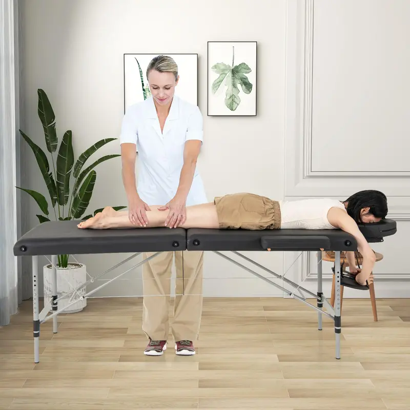 KOMFOTT Portable 2-Section Massage Table – Height Adjustable, Includes Carry Bag & Spa Accessories