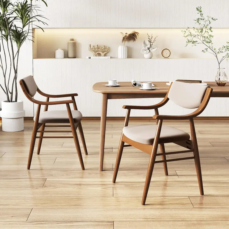 KOMFOTT PU Leather Upholstered Dining Chairs – Set of 2 or 4, Rubberwood Construction & Padded Comfort