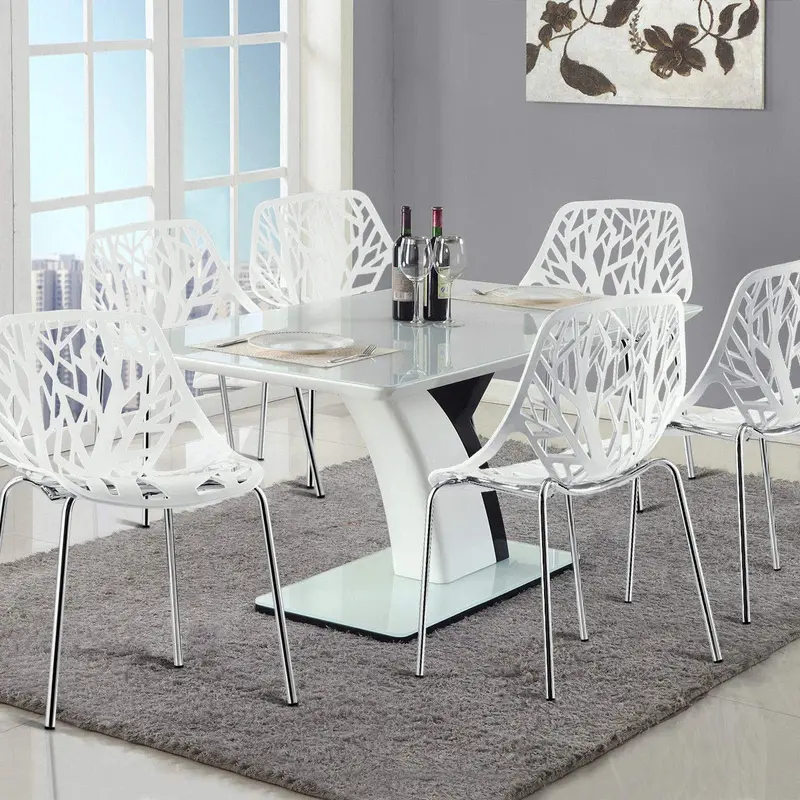 KOMFOTT Stackable Modern Dining Chairs (6-Pack) – Sleek Plastic Base with Quiet-Glide Foot Pads