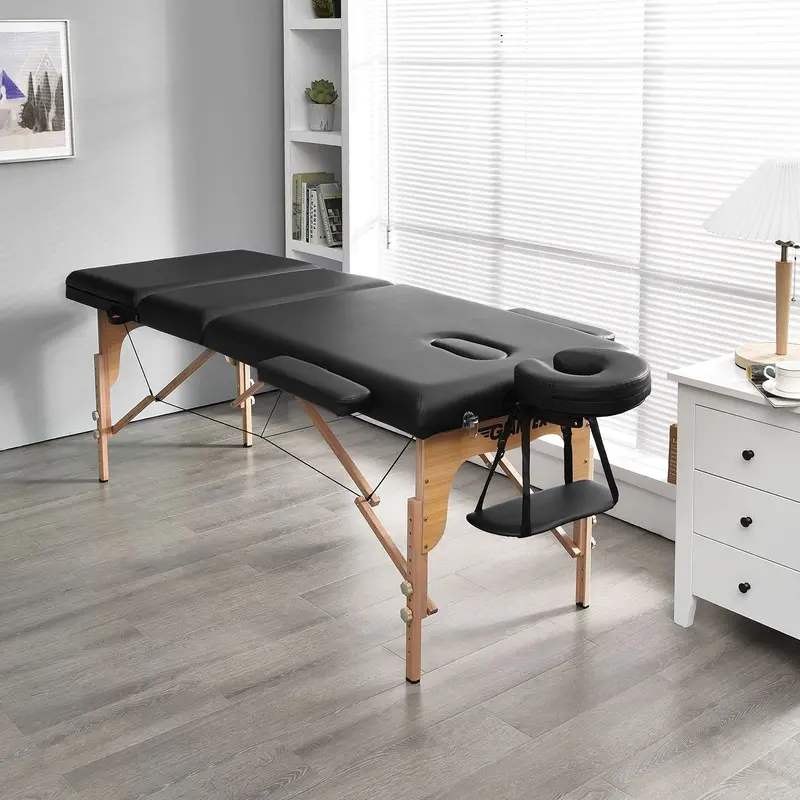 KOMFOTT Three-Section Folding Massage Table – 84-Inch Professional Spa Bed with Carry Bag