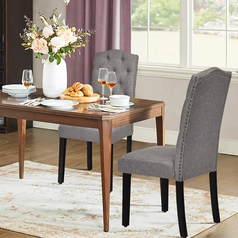 KOMFOTT Tufted Fabric Dining Chairs – Padded Seat, Tall Backrest, Set of 2 or 4