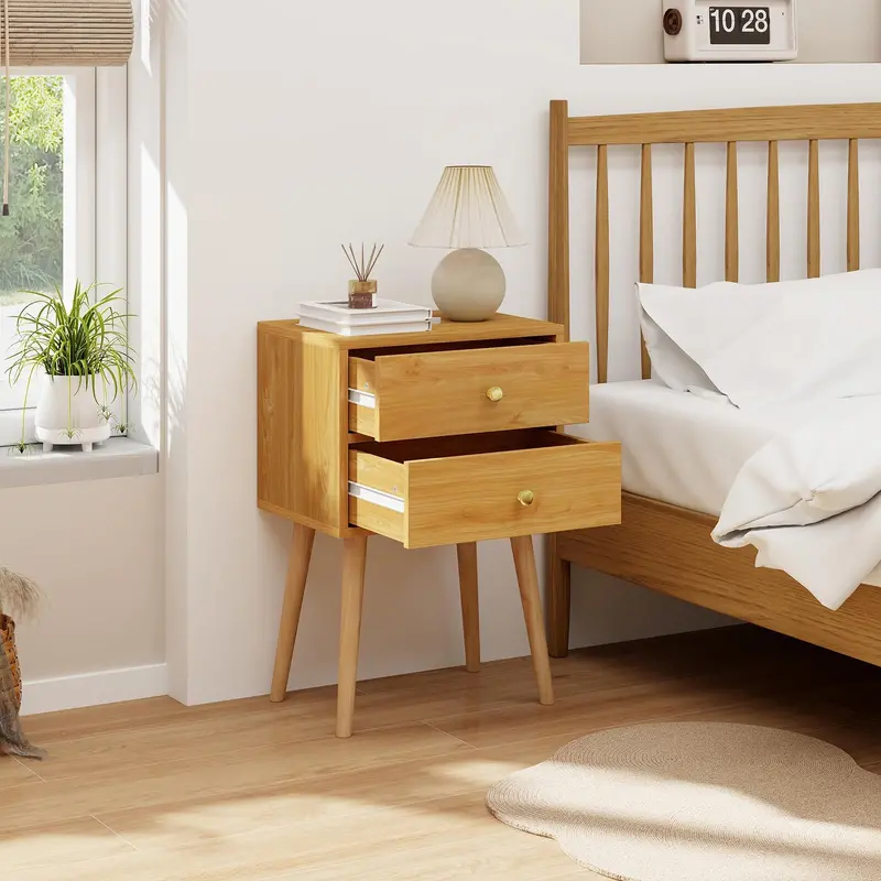 KOMFOTT Two-Drawer Nightstand – Functional Compact Bedside Table Available Solo or in Pairs