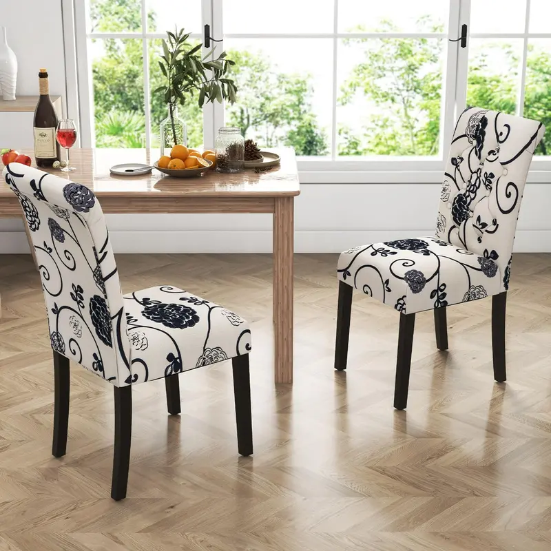 KOMFOTT Upholstered Dining Chairs – High-Back Set of 2 or 4 with Anti-Slip Pads & Solid Wood Legs