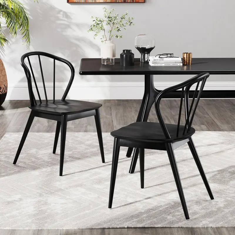 KOMFOTT Windsor-Style Dining Chairs – Set of 2 or 4, High Spindle Back & Curved Seat