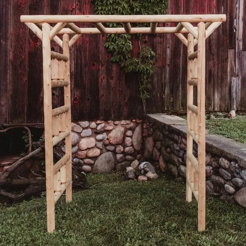 Large Cedar Log Arbor – Natural Garden Archway