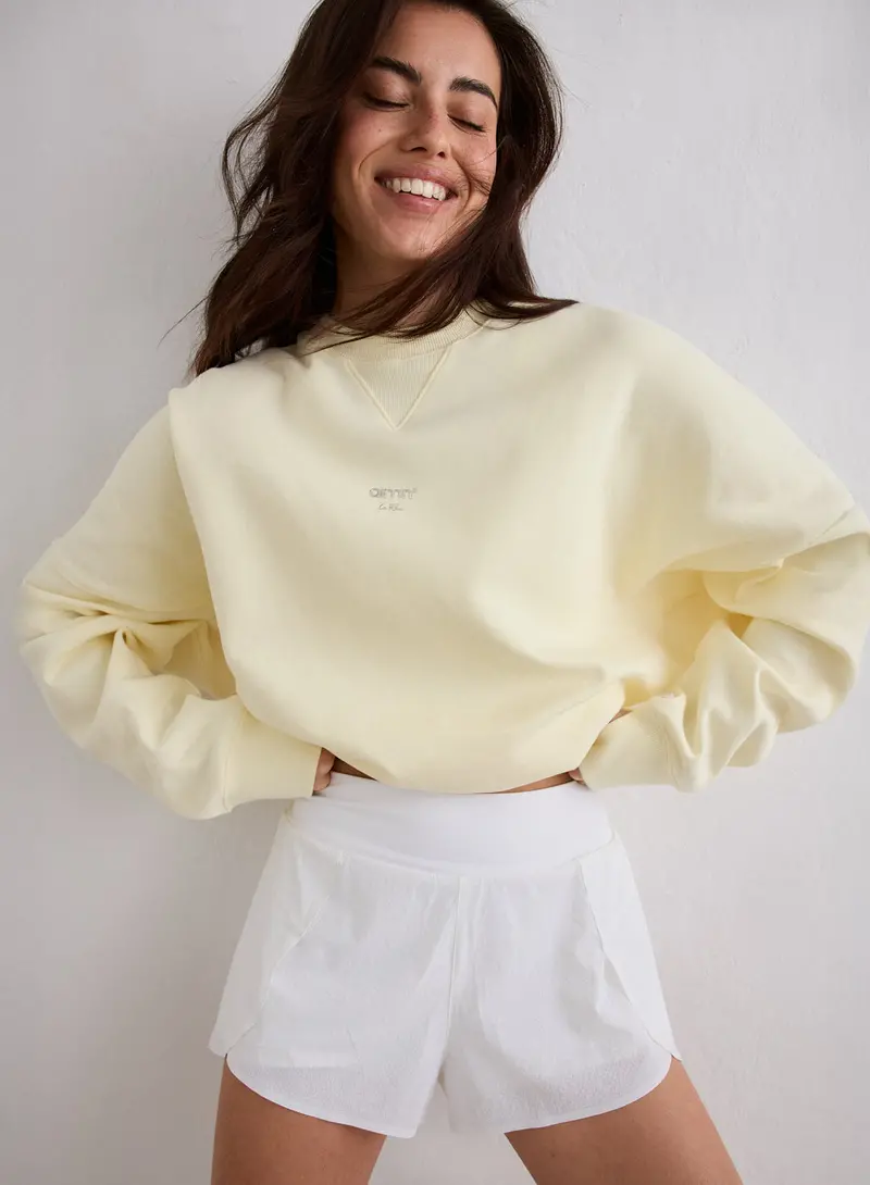 Lemon White Le Run Oversized Running Sweatshirt