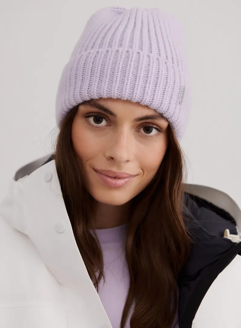Light Lavender Textured Chunky Knit Beanie
