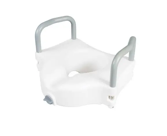 Locking Raised Toilet Seat with Padded Arms – Elevated Commode Support
