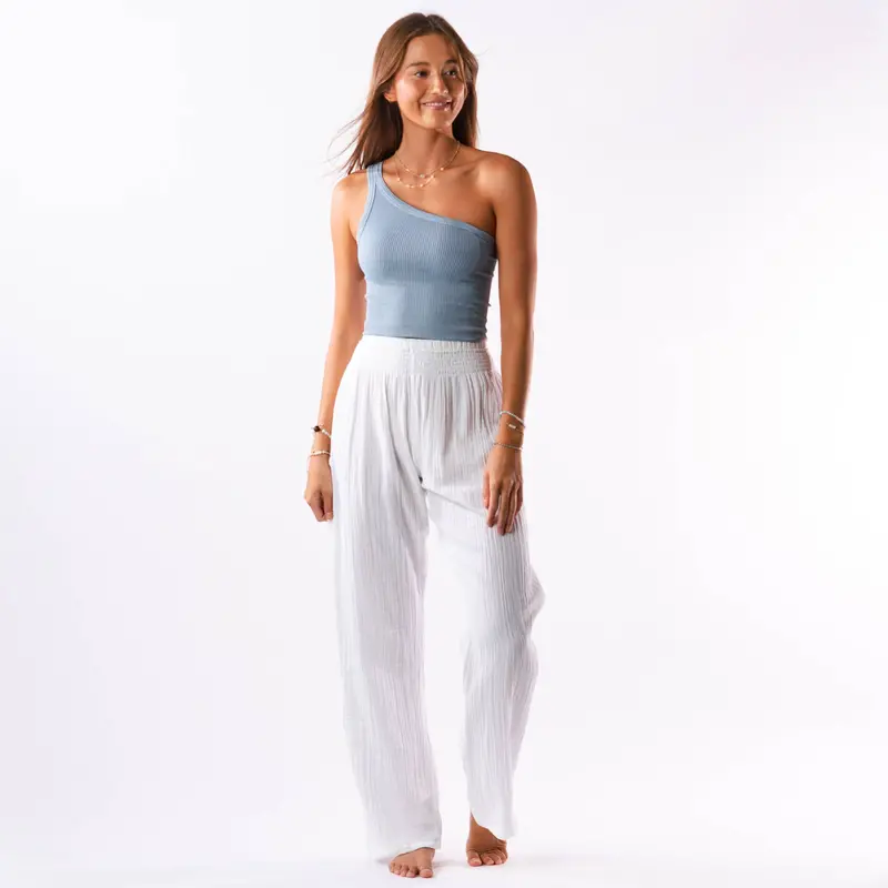 Lotus and Luna White Cotton Wide-Leg Pants