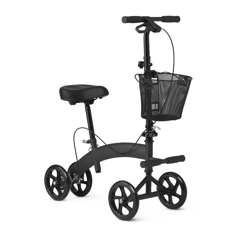 Manual Seated Knee Walker Scooter – Black Lightweight Mobility Aid