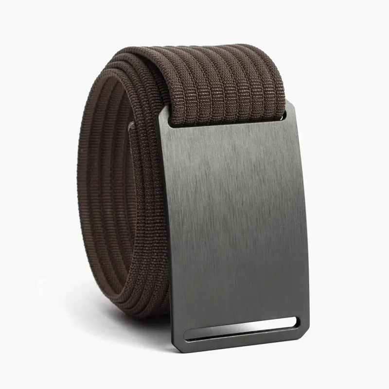 Men’s Gunmetal-Tone Classic Leather Belt