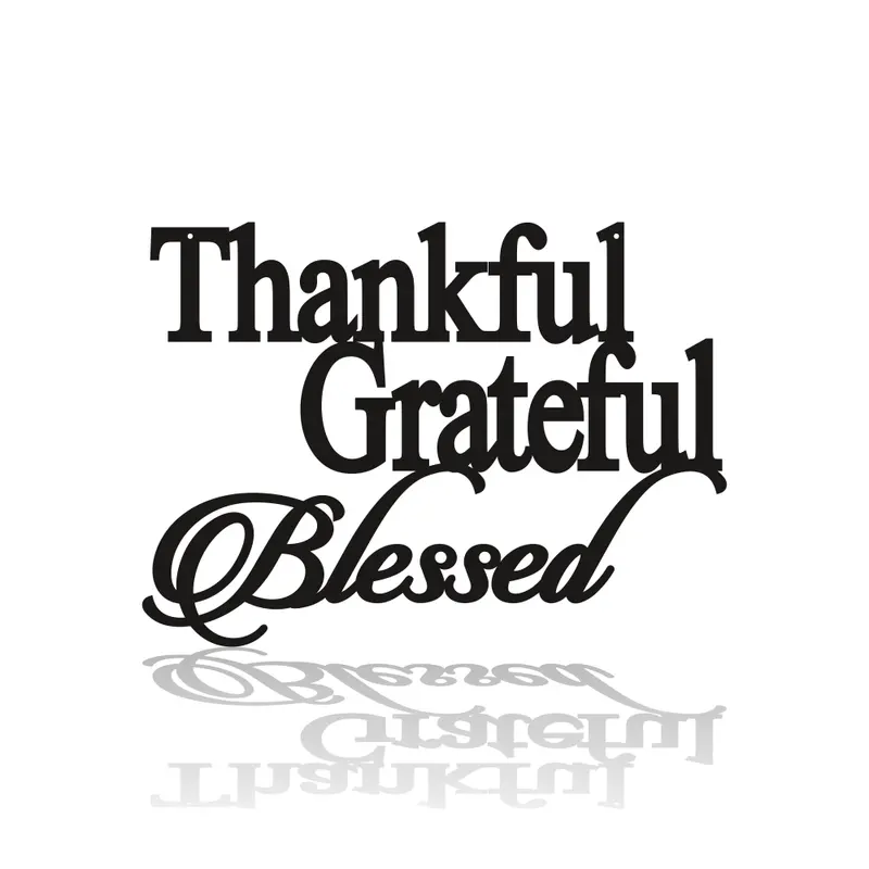 Minimalist ‘Thankful Grateful Blessed’ Text Sign