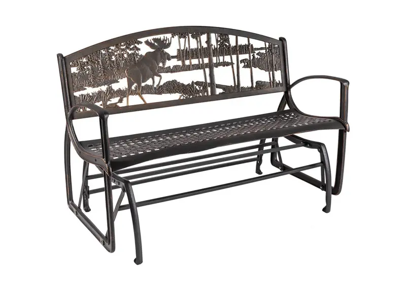 Moose-and-Bear Dual-Theme Outdoor Glider Bench