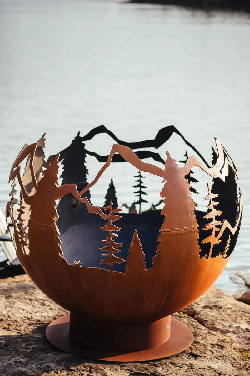 Mountain Vista Propane or Wood Fire Pit – Contemporary Outdoor Heating Centerpiece