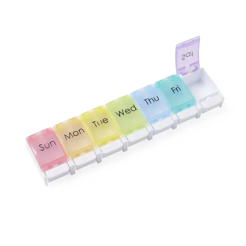 Multicolor 7-Day Pill Organizer – One-Dose-Per-Day Layout (6-Pack)