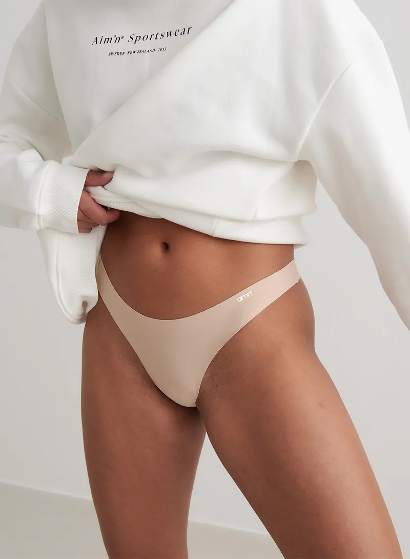 Nude Beige Invisible Low-Rise Thong Set (3-Pack)