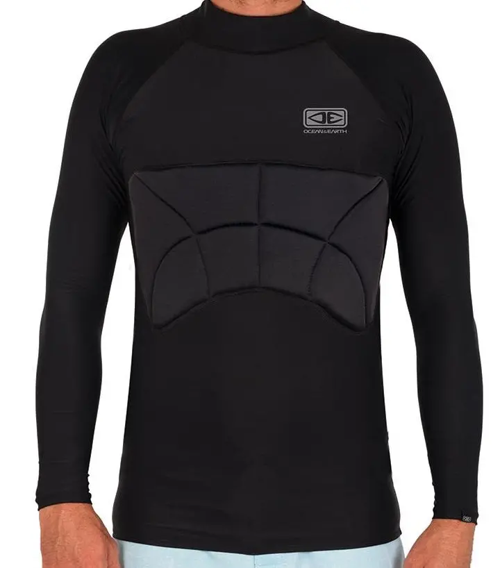 Ocean & Earth Men’s Rib Guard Rash Guard – Padded UV Protection Top